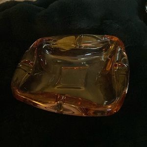 Pink heavy glass vintage ashtray mid century modern